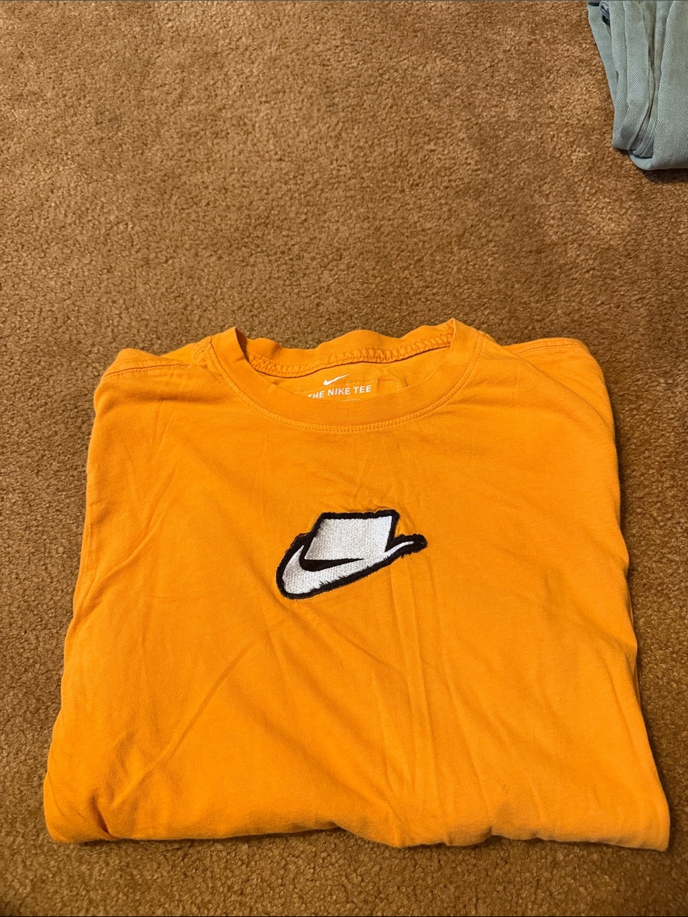 Nike Men's Bright Orange Long-Sleeve Tee with White Embroidered Swoosh